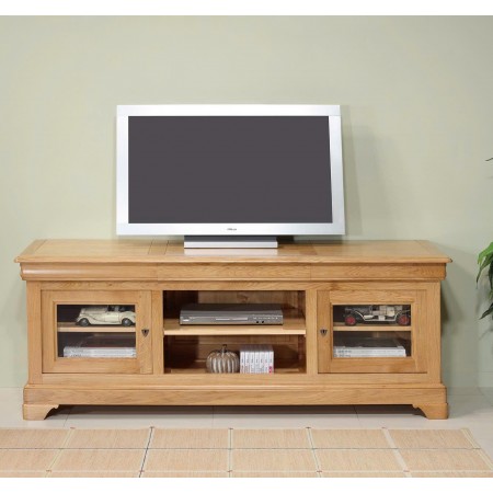 French Oak - 1m2 : Kệ TiVi Gổ Sồi + 2 Cánh Cửa Kính